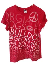 Creative Apparel Concepts T-Shirt Womens L Red Round Neck S/S Georgia Bulldogs