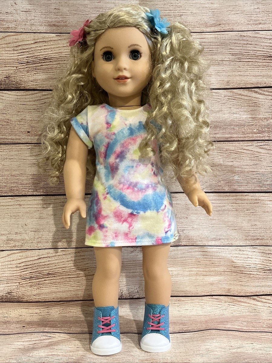 American Girl Truly Me #115 Doll Blonde Curly Hair Blue Grey Eyes