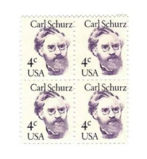 1983 Carl Schurz Block of 4 4c Postage Stamps, Sc#1847, MNH, OG
