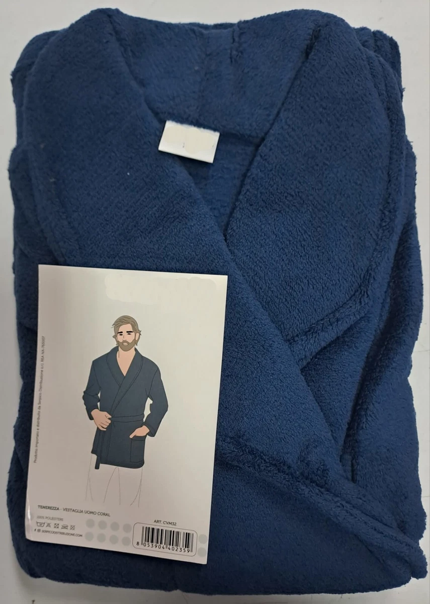 Vestaglia Uomo Con Cappuccio In Pile CityComfort - Blu Navy, Morbida E Calda Con Tasche - Taglia M - 5