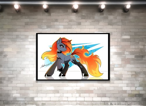 Shadowspark (MLP) (War Horse) 11x17, Furry art print, artist signed - Afbeelding 2 van 4