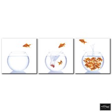 Animals Goldfish Bowls   BOX FRAMED CANVAS ART Picture HDR 280gsm