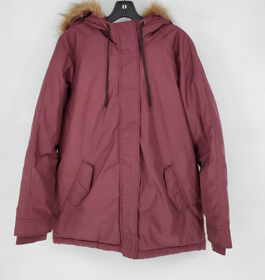 ジャケット・アウター OLD GAP 00s mountain parker Burgundy Old Navy Parka Jacket Womens Large Burgundy Fur Trim Hood Full Zip