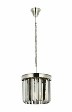 Silver Shade Crystal Kitchen Island Dining Room Polished Nickel Pendant Light