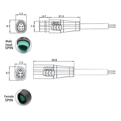 Efficient Connection 5 Pin wasserdichtes Verlängerungskabel für E Bike Display