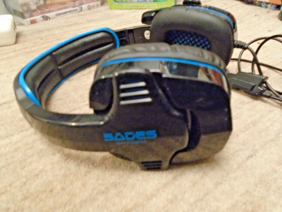 Sades SA-708GT Gaming Headset - Black / Blue - VGC & Work Great - Image 2 of 4