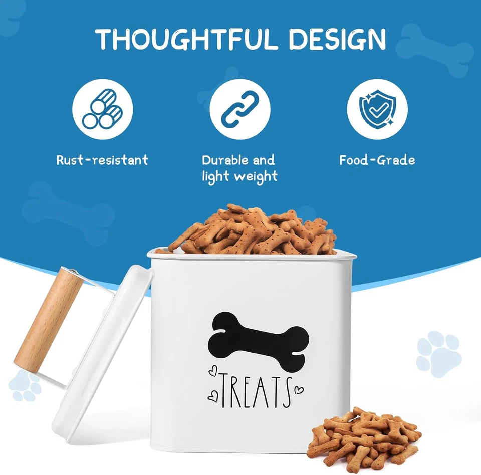 Contenedor de almacenamiento de alimentos para perros, juego de 2 contenedores de alimentos para perros con tapas metálicas, árbol para perros Foto 4 de 4