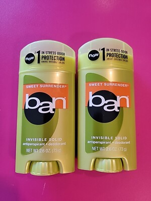 NEW Lot Of 2 Vtg BAN Invisible Solid Deodorant Sweet Surrender 2.6 Oz ...