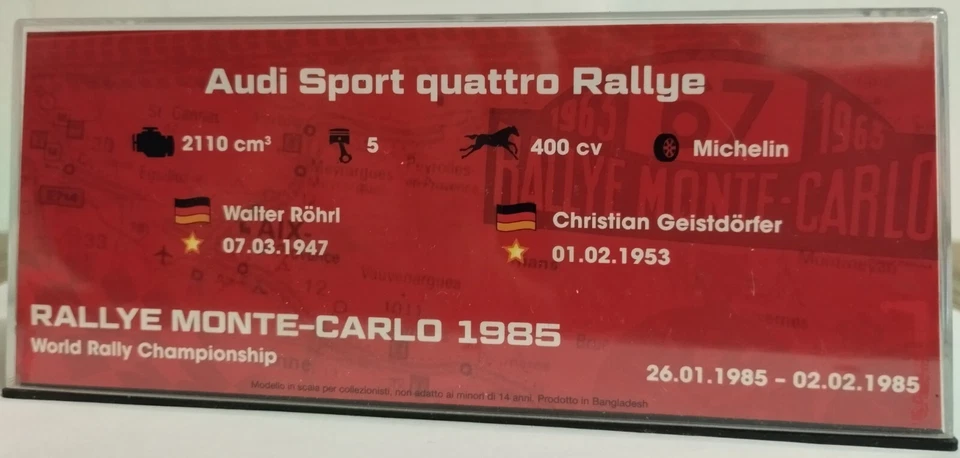 Audi Sport Quattro - Modellino Metallo Scala 1 43 - Rallye Monte-Carlo 1985 - Immagine 2 di 4