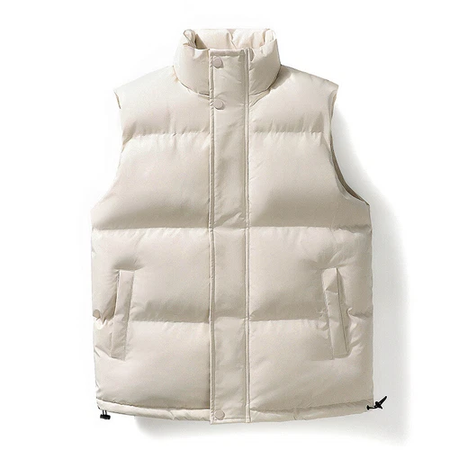 Stand Collar Men's Cotton-Padded Waistcoat Winter Gilet Thickened Thermal Vest - Picture 18 of 22