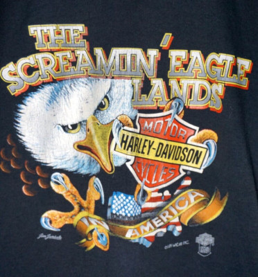 Vintage 80s Harley Davidson Screaming Eagle T Shirt Tee Small Single Stitch USA