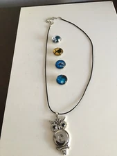 4 Snap On Button Charms 18mm and 1 necklace- Fits all Snap On Jewelry