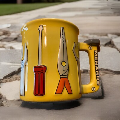 Menards 3D Tool Pliers Wrench Screwdriver Large Yellow Coffee Tea Mug Cup New