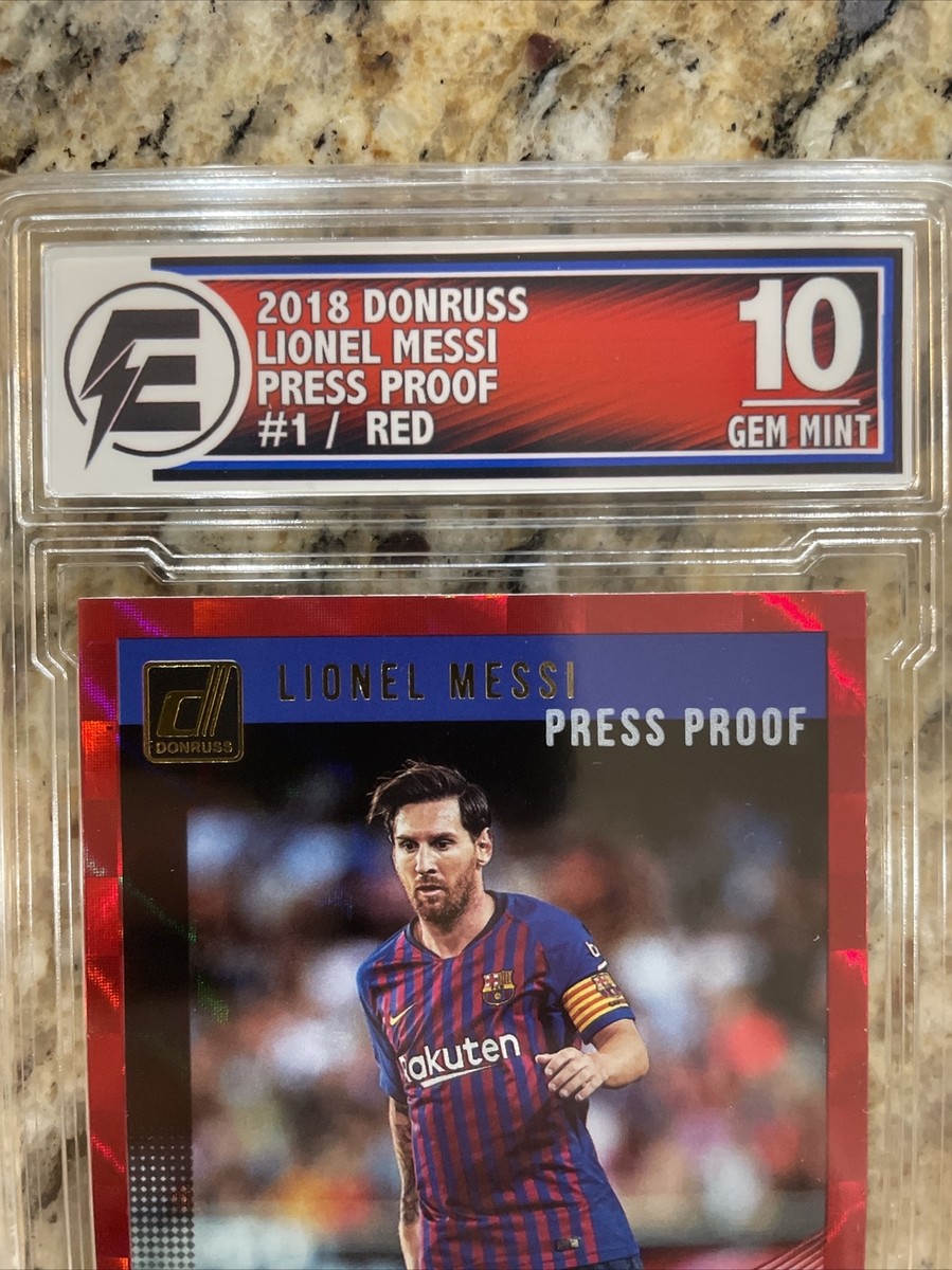 2018-19 Panini Donruss - Lionel Messi #1 Press Proof Red for sale 