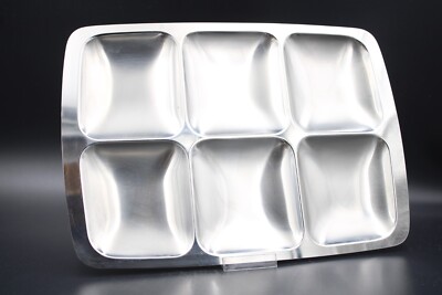 AMC Classic Serviertablett aus Edelstahl 18/10 unterteiltes Tablett 40 x 28,5 cm
