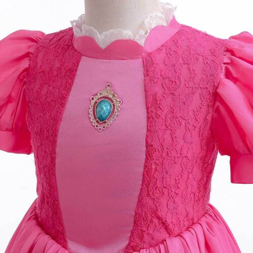 Kids Girls Super Princess Peach Costume Dress Party Book Week Crown Gift 3-10Yr - Picture 10 of 18