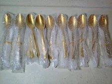 LOT OF 76 - NEW/SEALED Briout Gold Stainless Steel Silverware Dinner Spoons