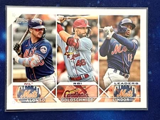 2023 Topps 'NL RBI Leaders' #240 Alonso/Goldschmidt/Lindor