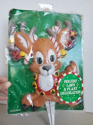 Vtg Christmas Reindeer decorations outdoor yard stakes