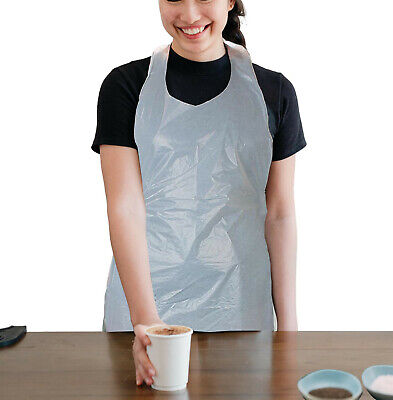 Details about   100pcs Disposable Plastic Aprons Polythene Aprons Eco Flat Pack White UK Gift