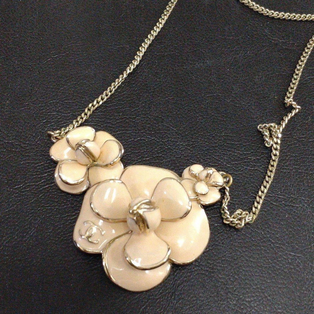 CHANEL Necklace Pendant Camellia Coco Mark Ladies Accessories Light pink