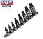 Sealey 8 Pce M4-M16 Spline 12 Point Black Socket Bit Set 1/4" 3/8" 1/2" AK6214B