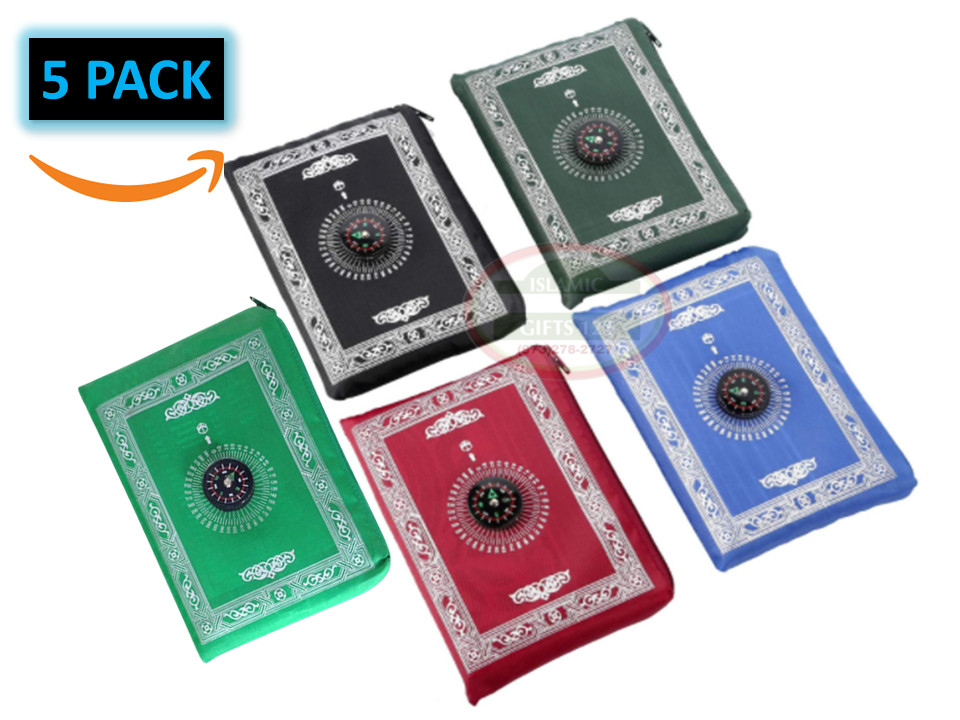 Islamic Prayer Rug(5 Mats)Pocket Prayer Mat Islamic Favor Ramadan Gift Eid Gift