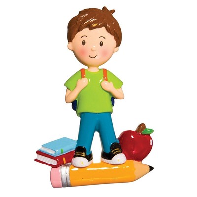 Child First Day of School Boy Personalized Christmas Tree Ornament