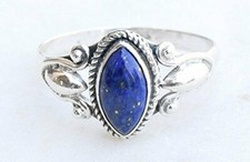 Zierliche Blau Lapislazuli Marquise Edelstein Ring 925 Sterlingsilber Promise
