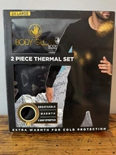 NEW MENS BODY GLOVE 2 PIECE THERMAL SET EXTRA WARM COTTON / POLYESTER BLACK XXL