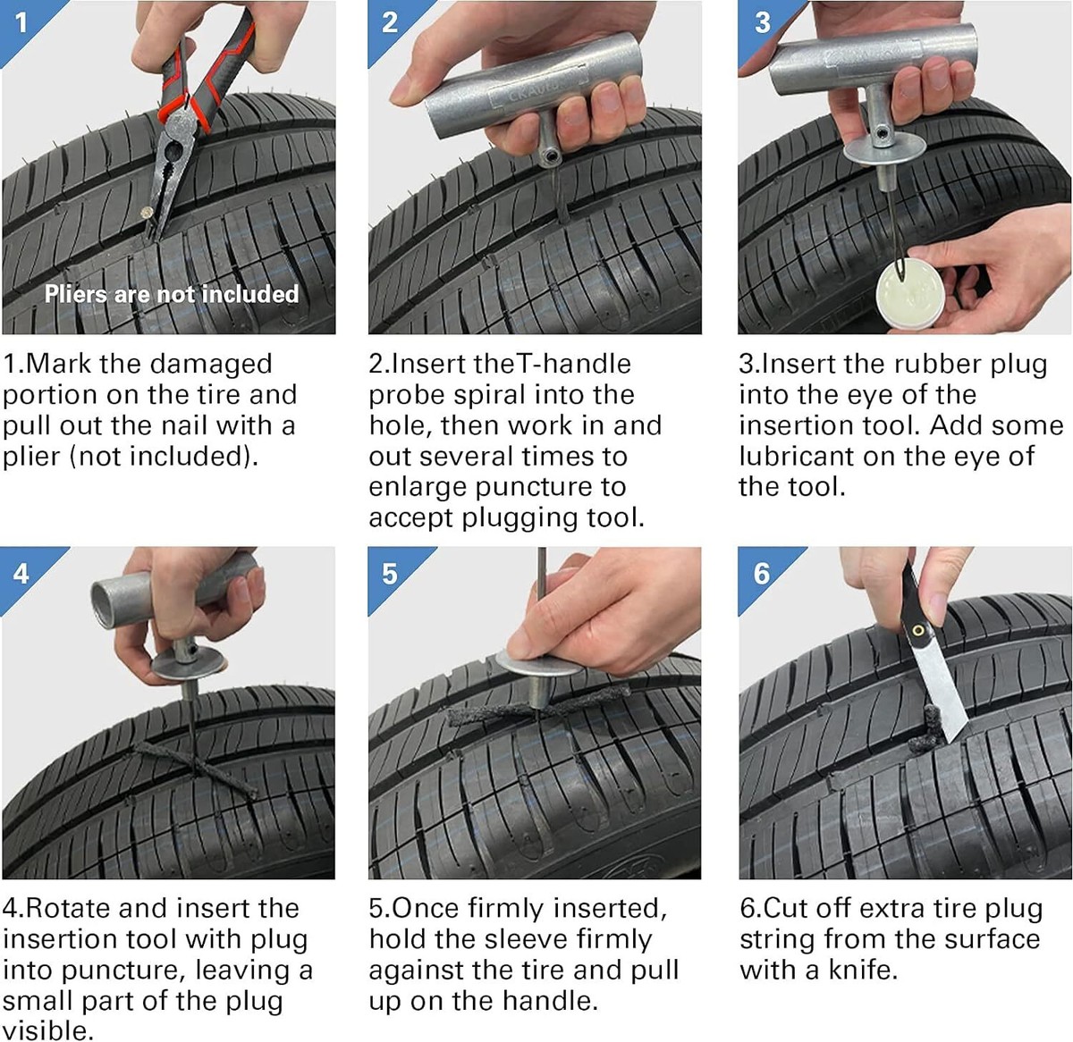 A Nail In Tire Tread Pull Through Tire Patch Tire Plug Kit Tire