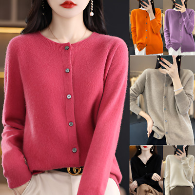 100 % Merinowolle Damen Kaschmir O-Ausschnitt Langarm Einfaden Strickwaren Tops