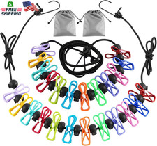 2 Pack Portable Camping Clothesline with 12 Clips Retractable Elastic Indoor Out