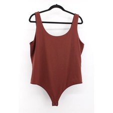 Express sleeveless body contour thong bodysuit women's XL Cognac Brown