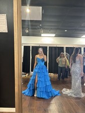 Authentic SHERRI HILL Blue 00 Long Gown Formal Prom Pageant Dress #56656