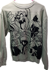 Looney Tunes Bugs Bunny Daffy Taz Wile E C Pullover Graphic Sweatshirt, Gray, M