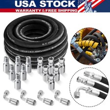 1/2" 50' HYDRAULIC HOSE TWO WIRE HOSE FLEXIBLE 40MPa / 5800 PSI WITH 16 FITTINGS