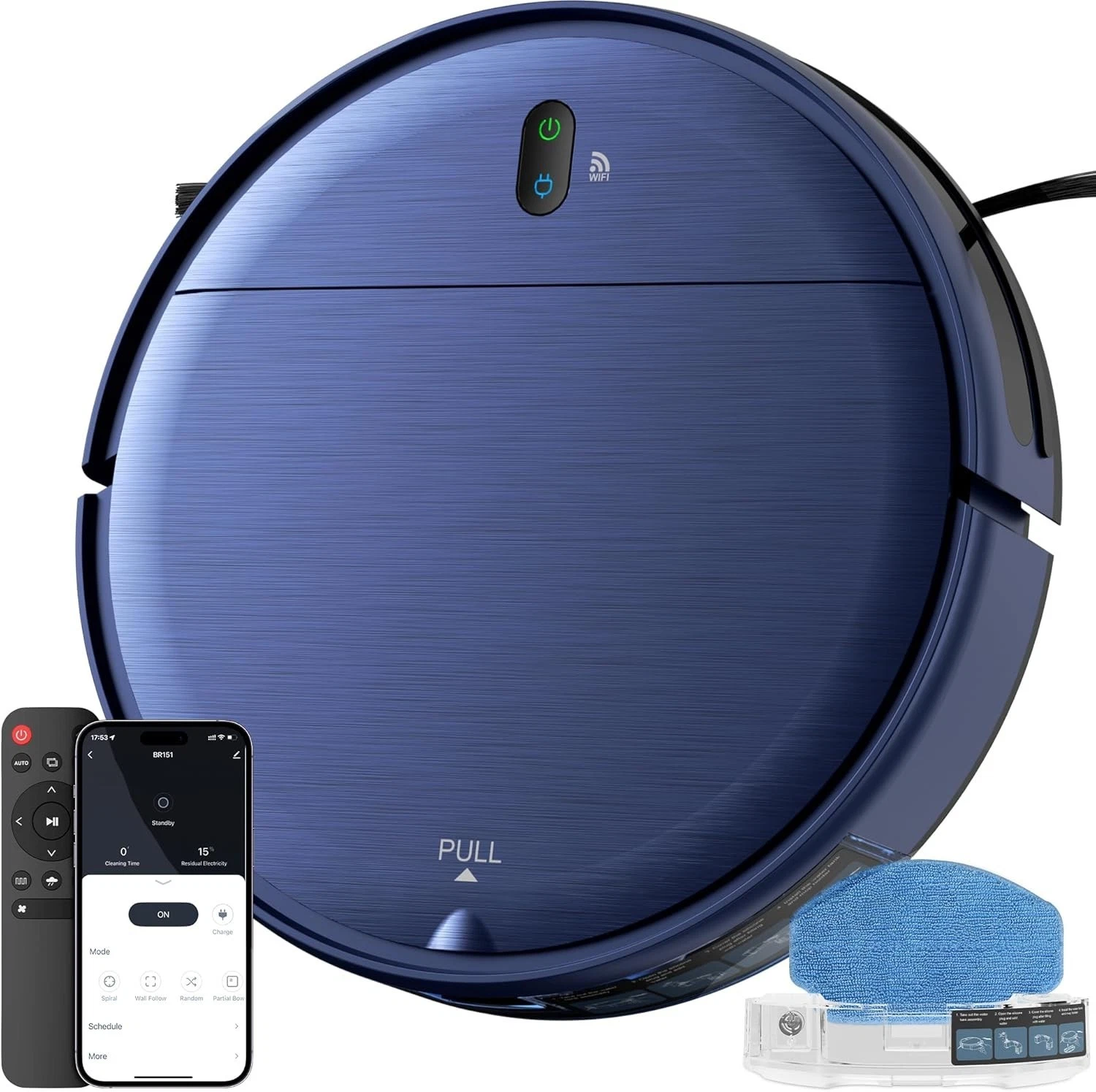 ZCWA Robot Vacuum Cleaner, Robotic Vacuum and Mop Combo BR-151 - Blue