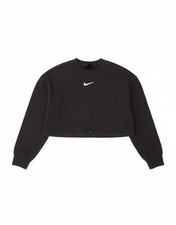NIKE Womens Oversized Crop Sweatshirt Jumper UK 10 Small Black Sports BJ02