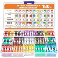180Pcs Automotive Fuse Kit Mini, Standard Micro Blade Fuses with Puller