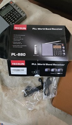TECSUN PL-880 Portable HF Shortwave World Band Receiver PLL SSB USB LSB Silver
