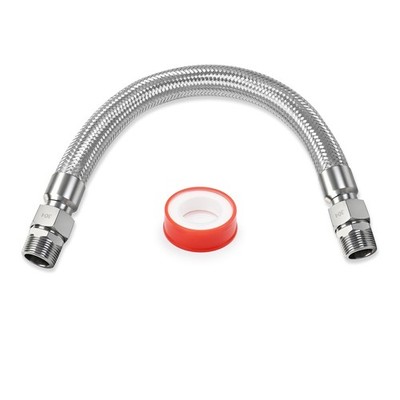 3/4 x 20 Inch Air Compressor Jumper Hose Corrugated Stainless 870 PSI NPT