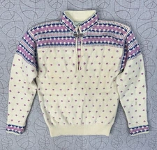 VTG Stowe Woolens 100% Pure Wool Fair Isle Sweater Womens Medium USA Handloomed