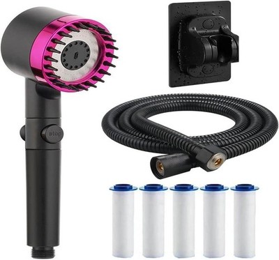 High Pressure Filtered Shower Head with 6 Replacement Filters & Massage Brush