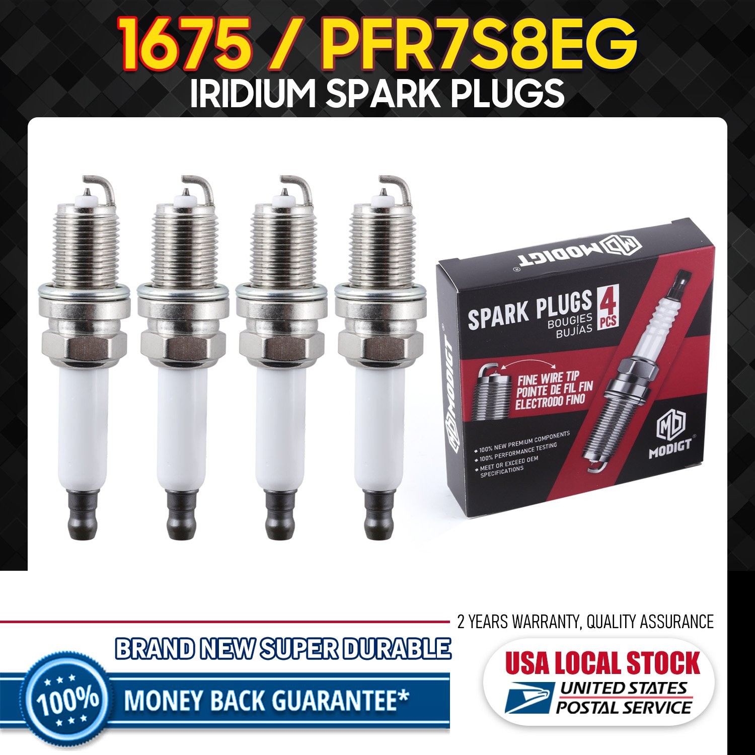 Set of 4 Iridium Spark Plugs PFR7S8EG/1675 For Audi,Volkswagen 2.0L 4.2L 5.2L IX