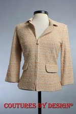 St John Knits Eyelash Tweed Jacket Limestone/Apricot Multi Sz 6 NWT MSRP $1850