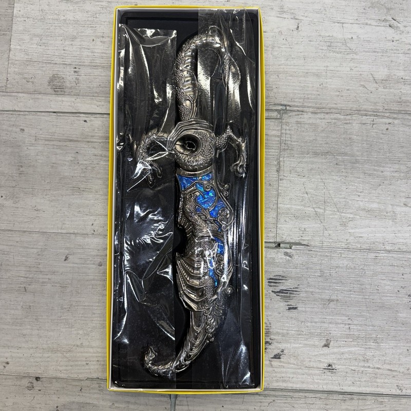 Decorative Silver & Blue Reproduction Dagger Double Edge w/ Sheath in Box