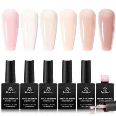Beetles Rubber Base Gel for Nails 6 Pcs, Builder Nail Aesthetic Nude Colors Pink