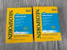 2 Tubes Neosporin + Pain Relief Dual Action First Aid Antibiotic Cream 1 oz Tube