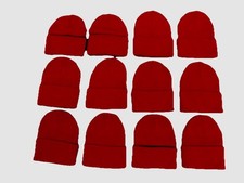 Lot of 12 winter cap hat beanie knit ski hat red Unisex One size Fits All NWOT